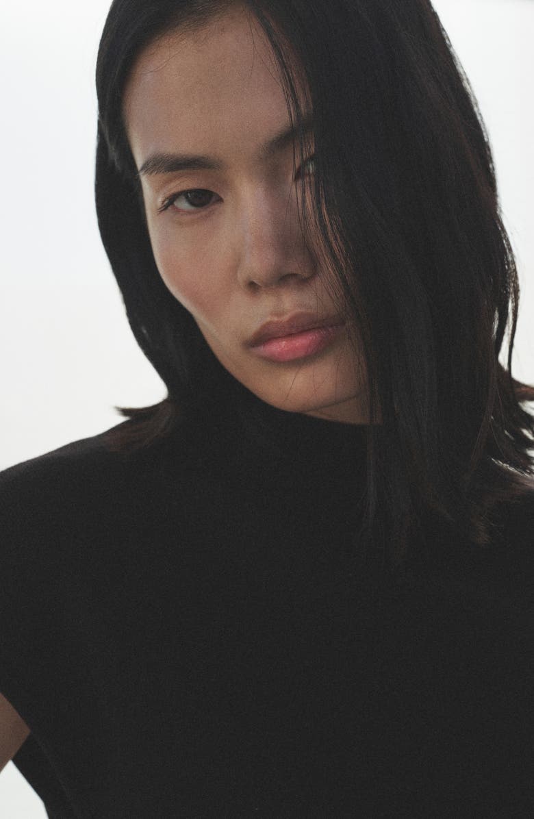 MANGO Perkins Mock Neck Short Sleeve Sweater, Alternate, color, 