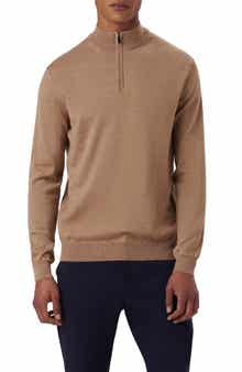 Bugatchi Quarter Zip Merino Wool Pullover