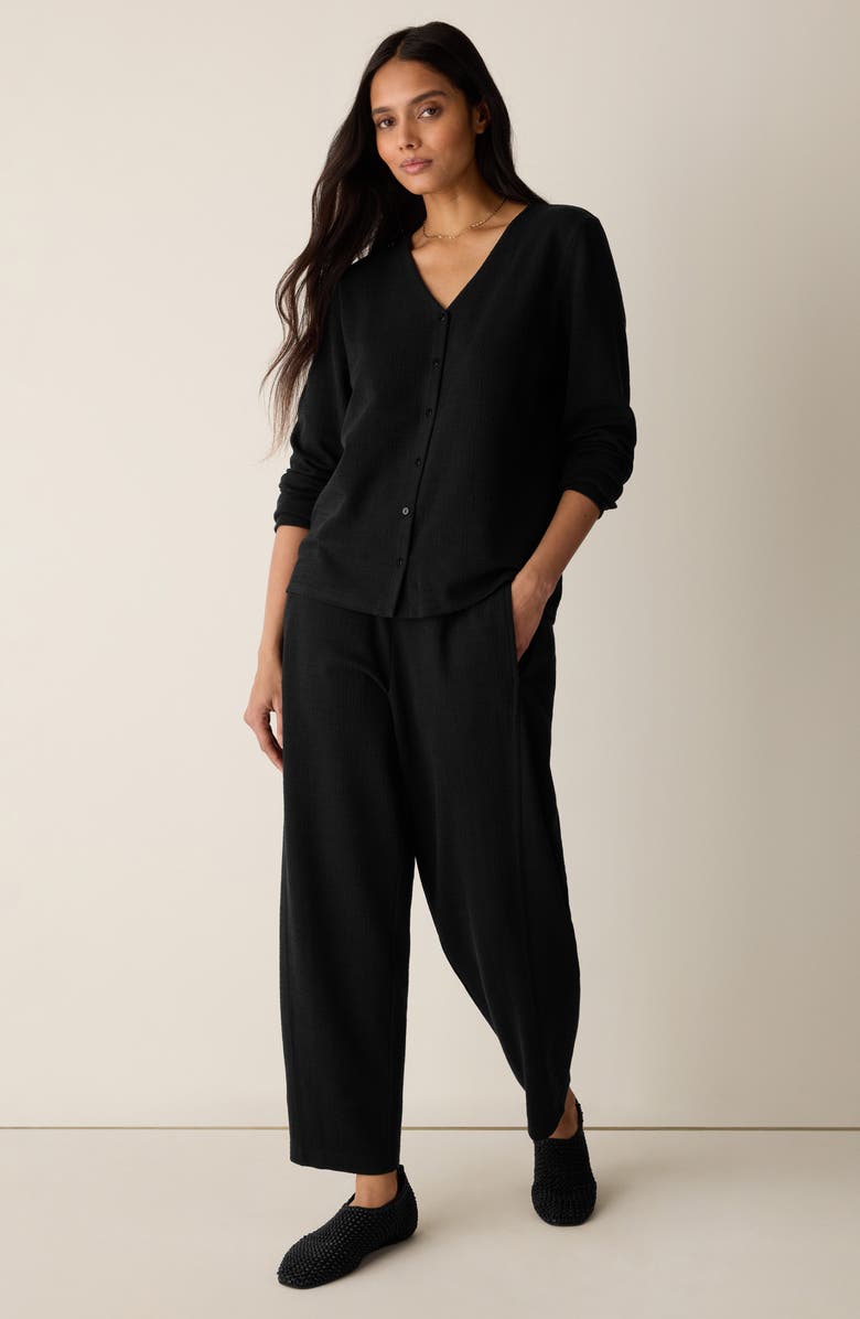 Eileen Fisher V-Neck Button Front Cardigan, Alternate, color, Black