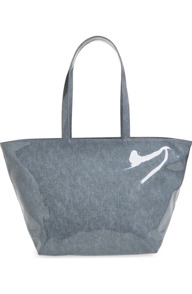 Alexander Wang Punch Lacquered Denim Tote Bag, Alternate, color, Navy