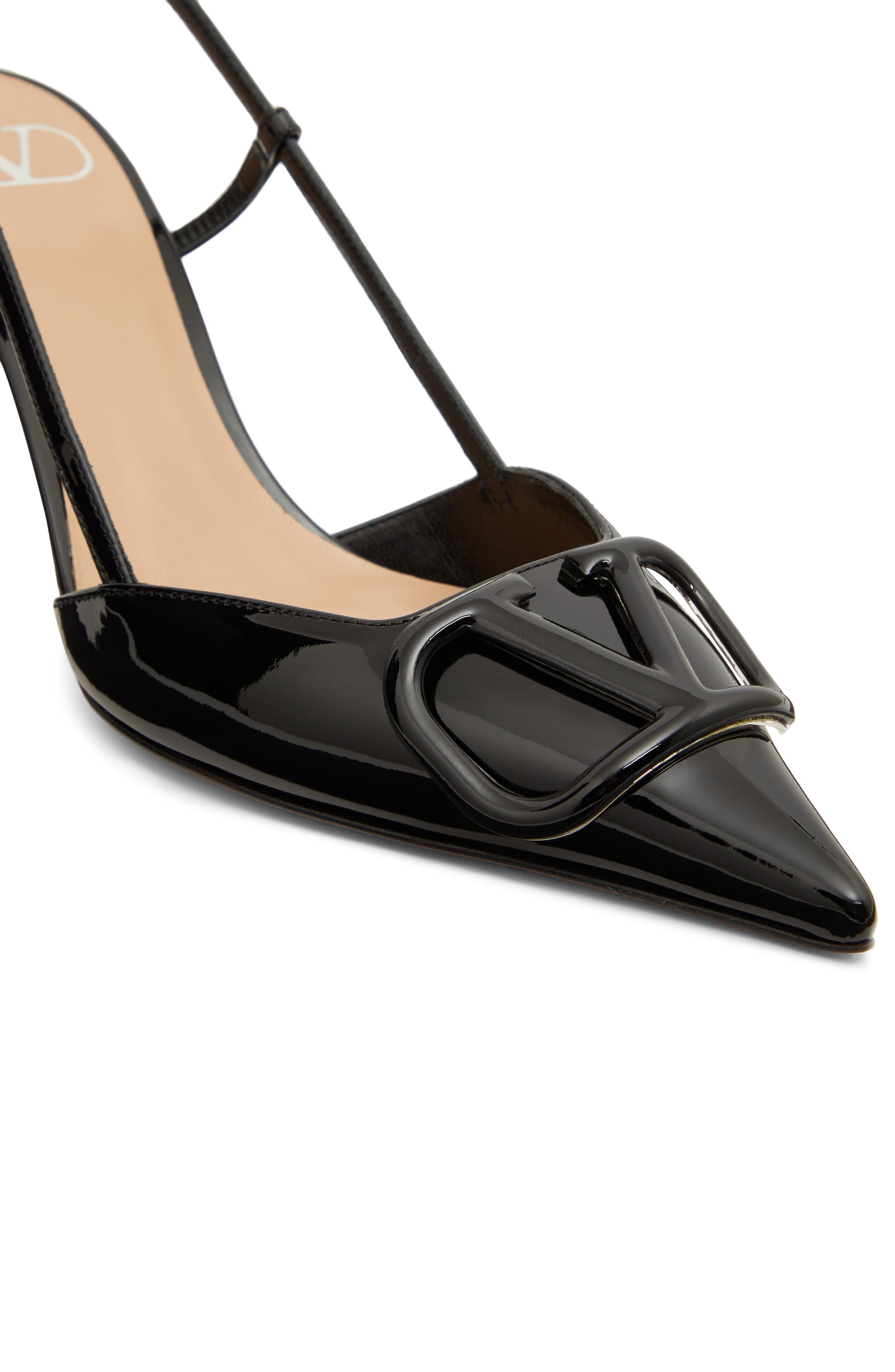 Valentino Garavani VLOGO Pointed Toe Slingback Pump, Alternate, color, 0No Nero