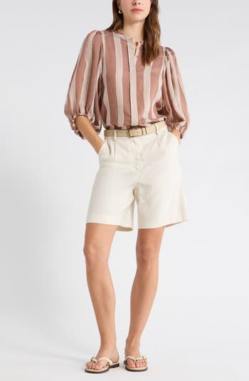 Nordstrom Stripe Balloon Sleeve Button-Up Shirt | Nordstromrack