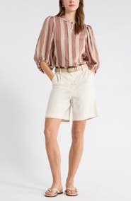 Nordstrom Stripe Balloon Sleeve Button-Up Shirt