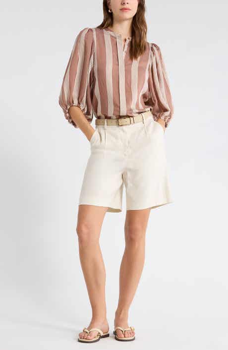 Nordstrom Stripe Balloon Sleeve Button-Up Shirt