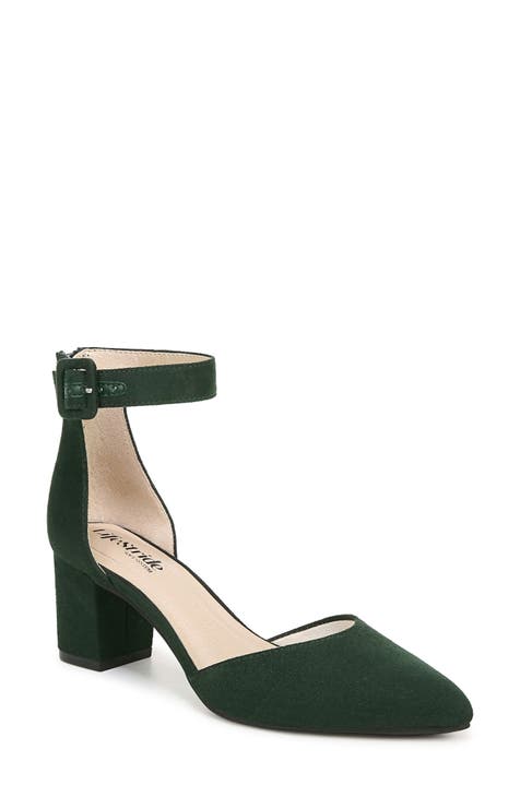 Green block heel pumps best sale