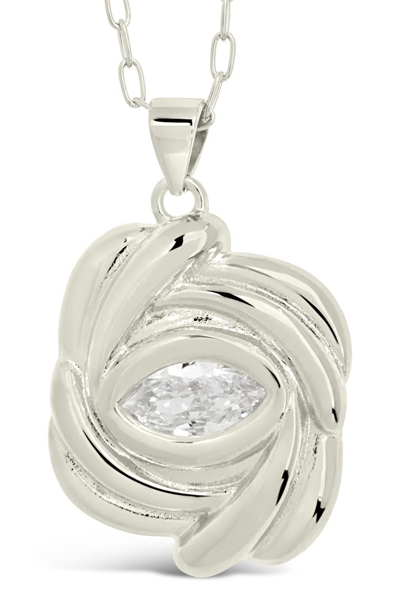 Sterling Forever Mireille CZ Rose Pendant Necklace, Alternate, color, Silver