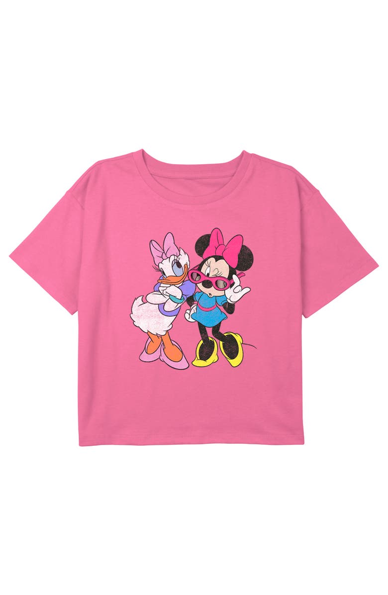Mickey & Friends Girl's Mickey & Friends Daisy Duck and Minnie Mouse Sunglasses Graphic T-Shirt, Main, color, Light Pink