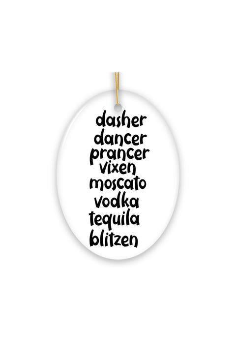 Reindeer And Cocktails Holiday Ceramic Ornament