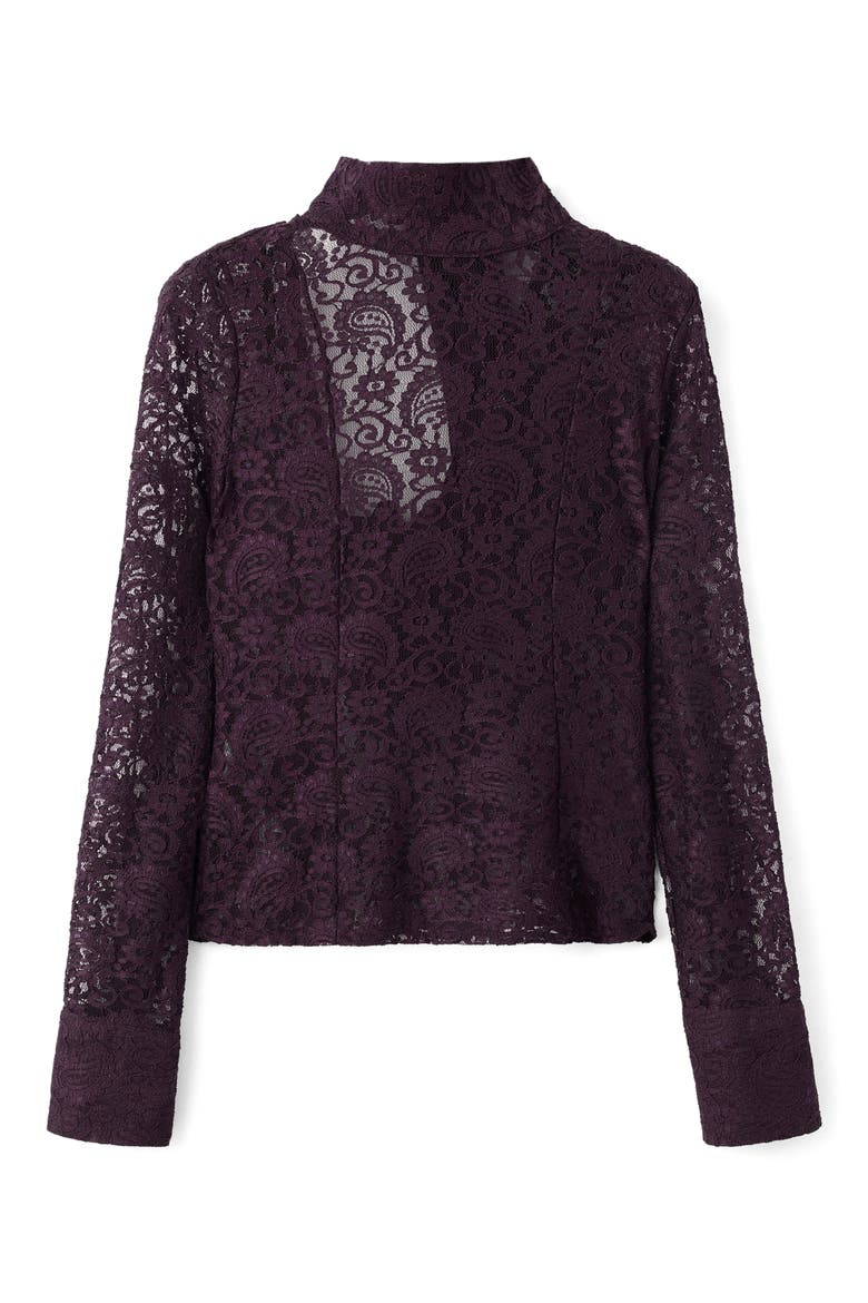 Mock Neck Lace Top, Main, color, WINE