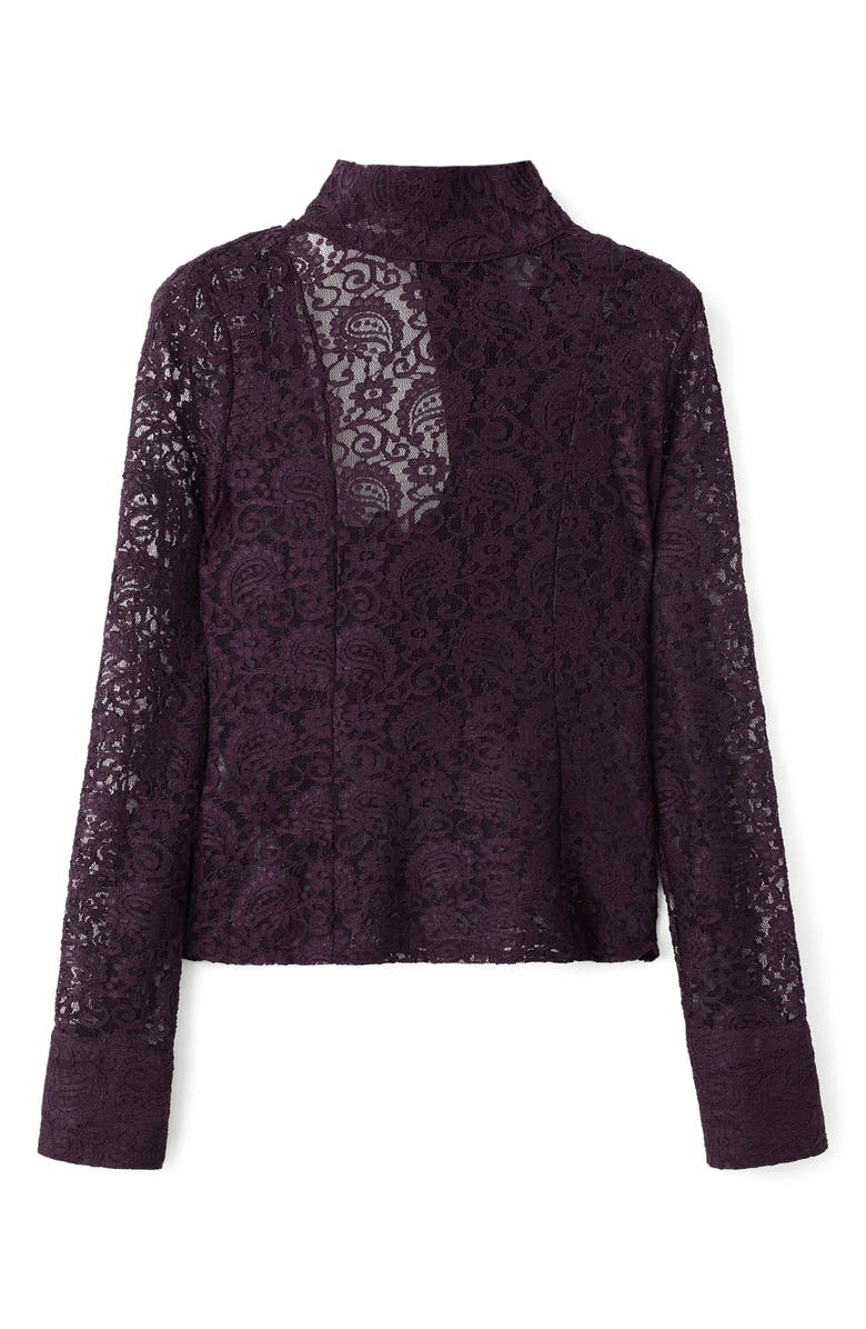 MANGO Mock Neck Lace Top, Main, color, Wine