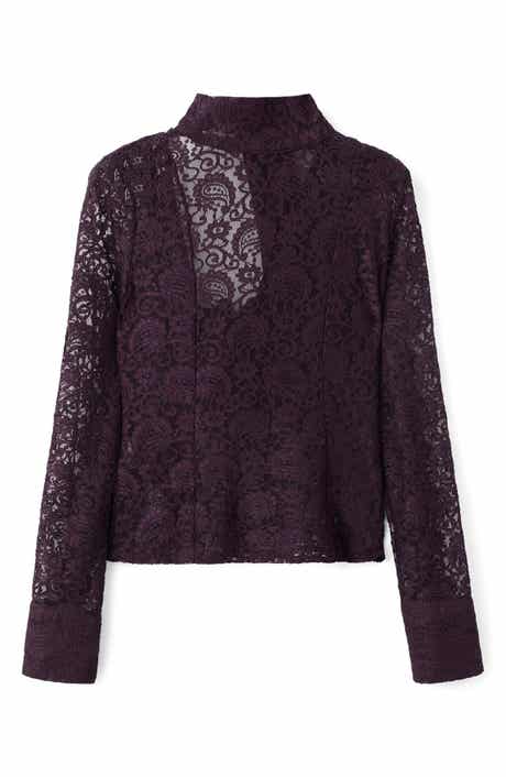Mock Neck Lace Top