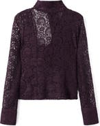 MANGO Mock Neck Lace Top