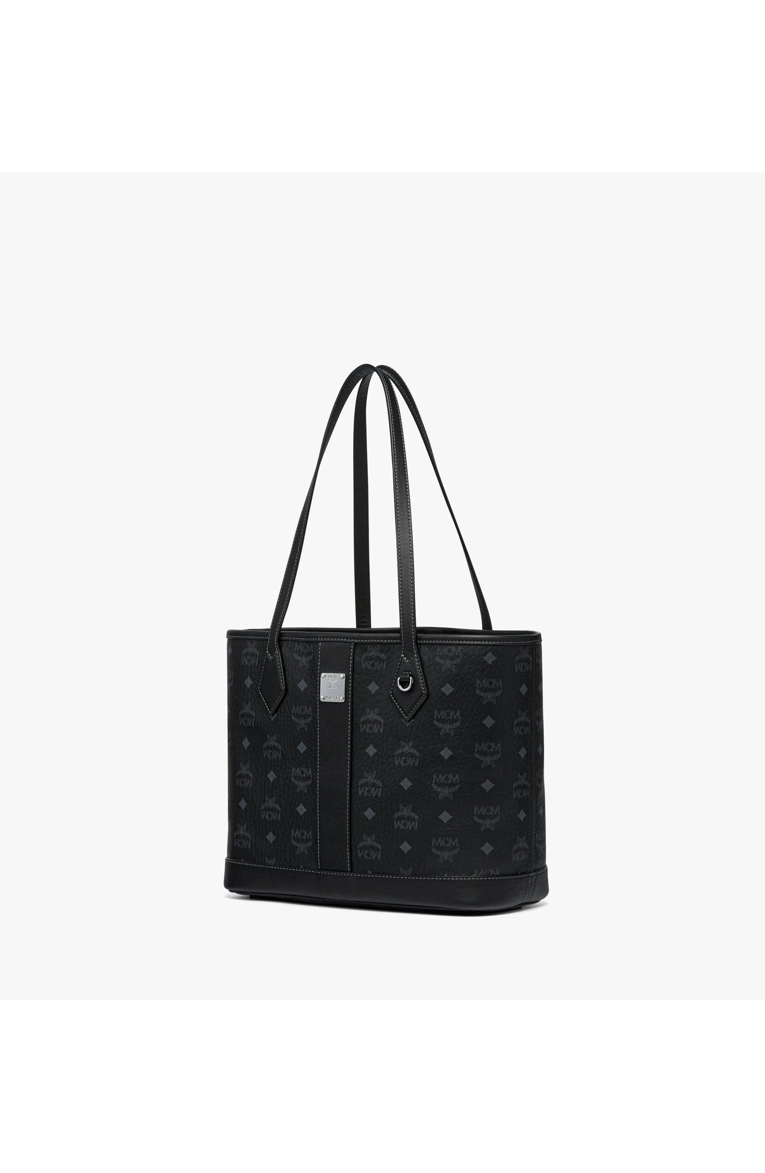 MCM New Small Liz Shopper in Visetos, Alternate, color, Black