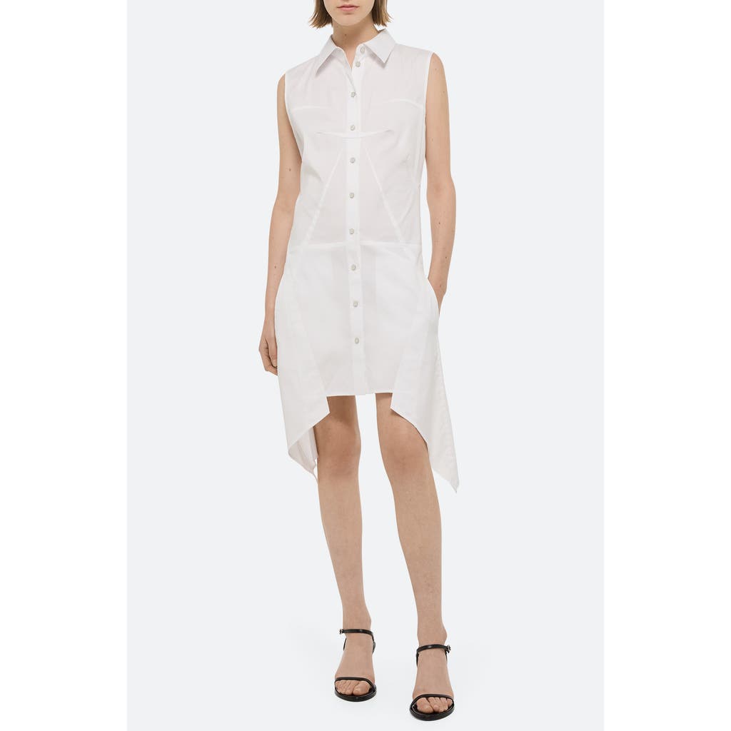 Helmut Lang Bustier Asymmetric Sleeveless Dress In White
