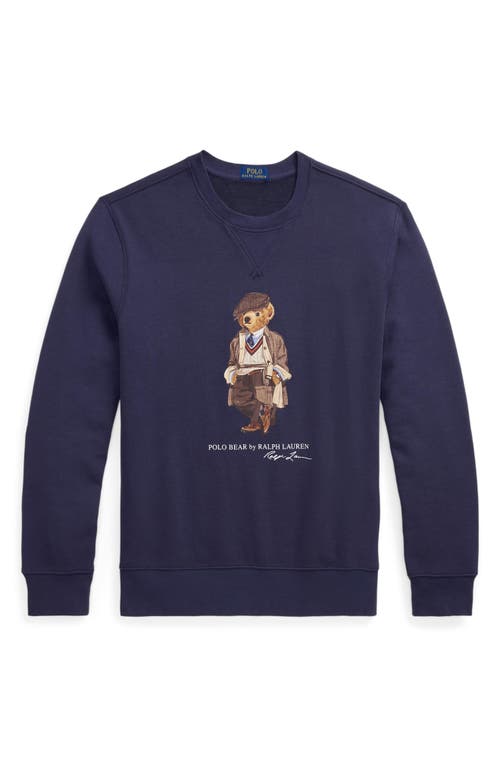Polo Ralph Lauren Navy Blue Cotton Blend Sweatshirt With Iconic Bear Logo In Blue