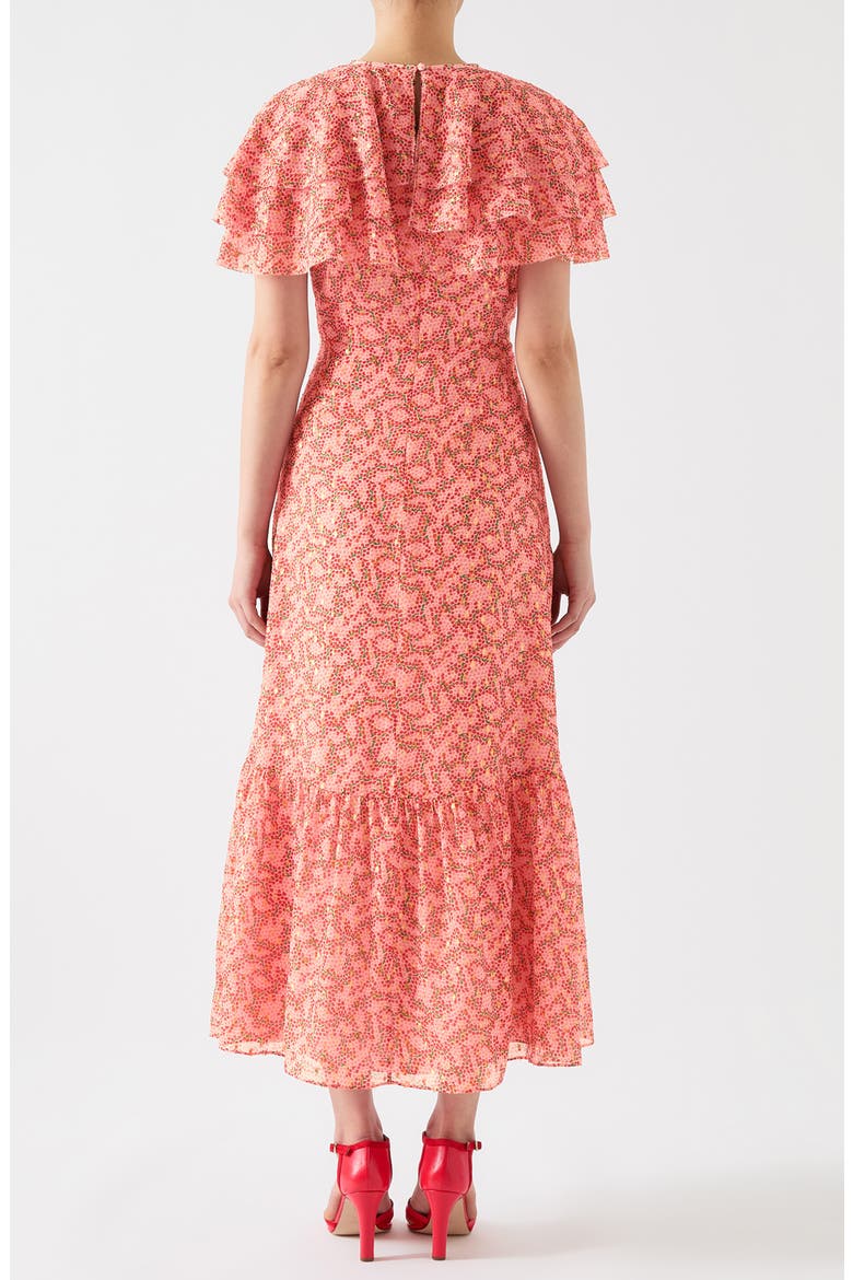 Billie Blossom Capelet Silk Blend Dress, Alternate, color, PINK