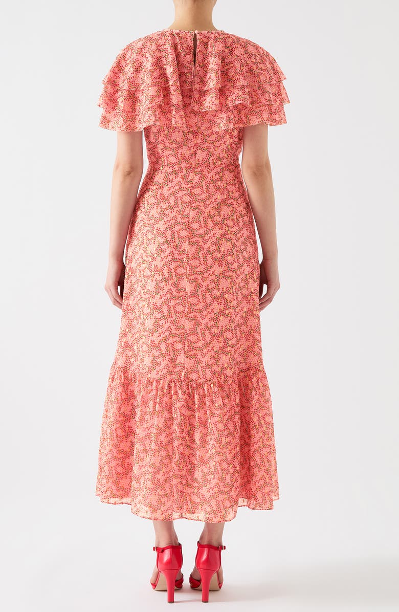 LK Bennett Billie Blossom Capelet Silk Blend Dress, Alternate, color, 