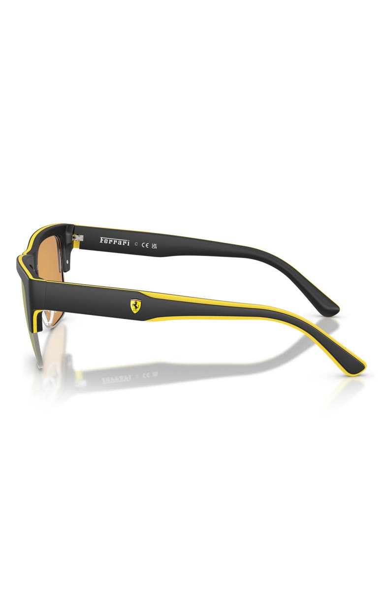 Scuderia Ferrari 55mm Square Sunglasses, Alternate, color, Black Matte Yellow Black