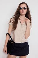The Shirt by Rochelle Behrens The Boxy Cropped Short Sleeve Shirt