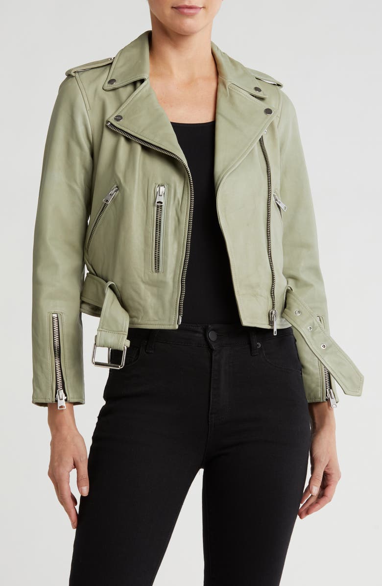 AllSaints Balfern Leather Biker Jacket, Main, color,