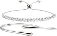 ARGENTO VIVO Set of 2 Bypass Cuff & Adjustable Tennis Bracelets