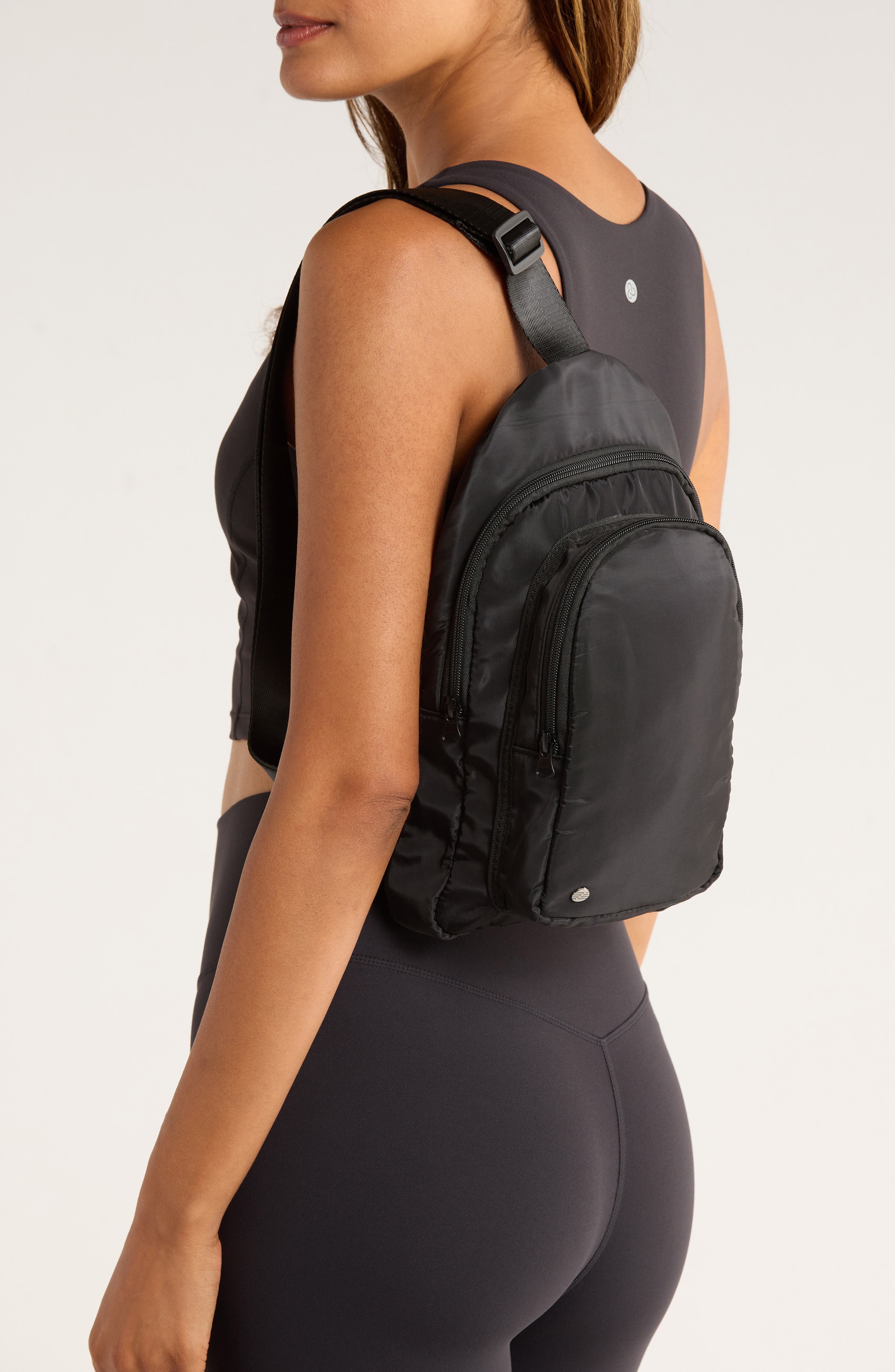 Z by Zella Sling Crossbody Bag, Alternate, color, Black