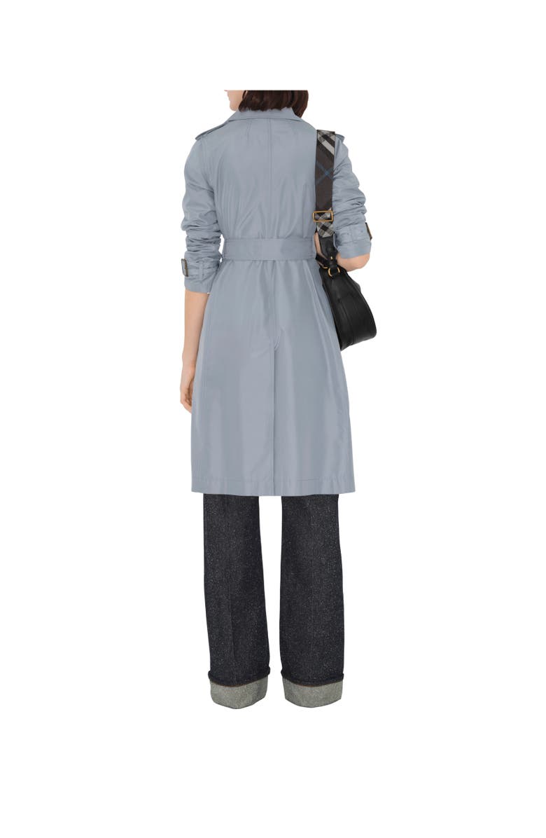 Burberry Long Silk Trench Coat, Alternate, color, Gale
