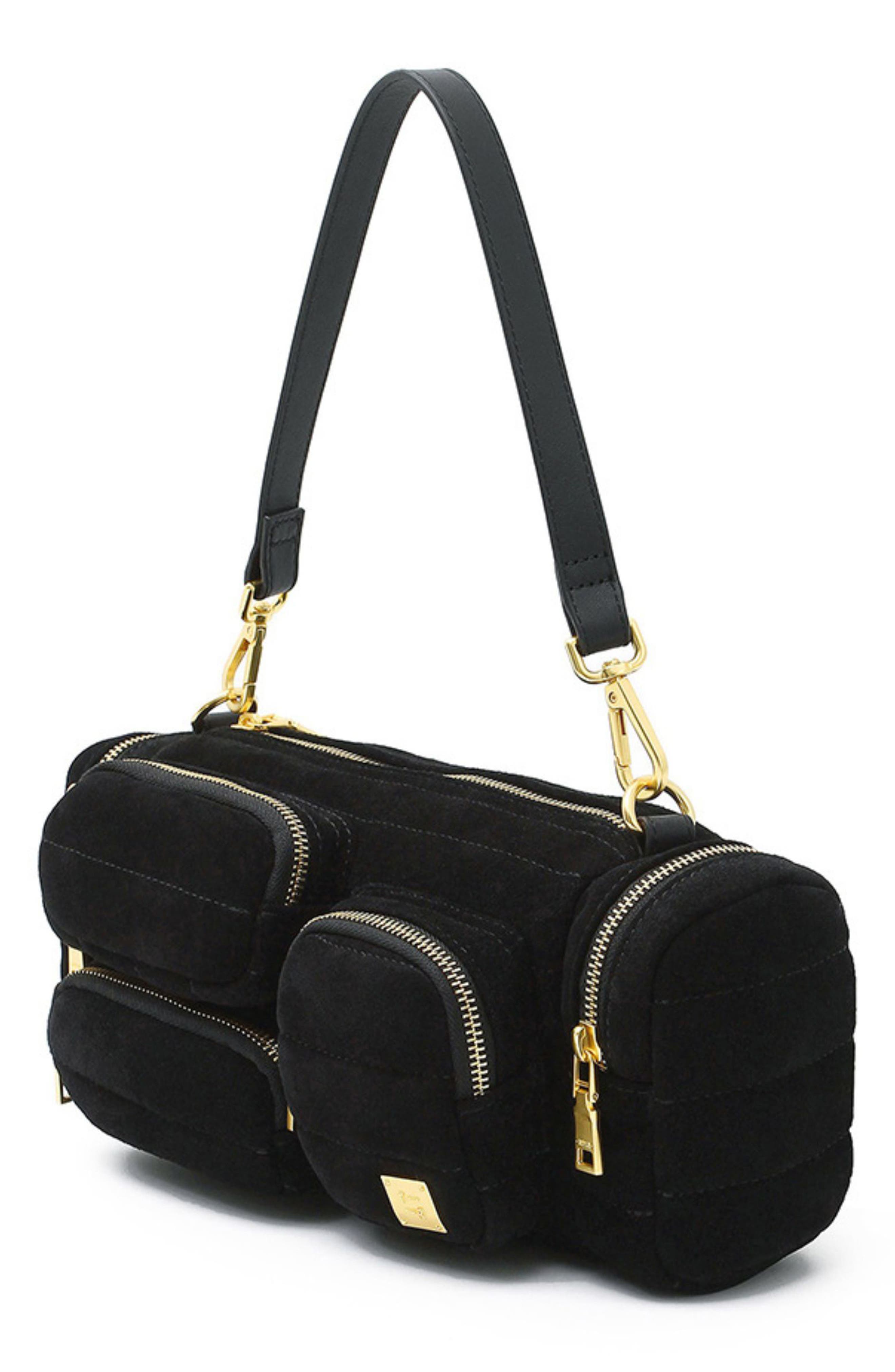 Lady Cargo Suede Crossbody Bag, Alternate, color, BLACK SUEDE