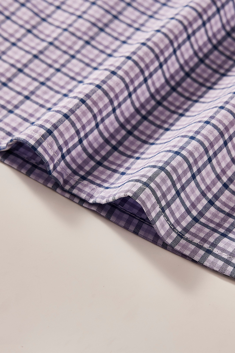 Men’s Big and Tall Stanton Shirt ,Tailored Fit short Sleeves, Performance Fabric & Ventilated Armholes, Alternate, color, purple-plaid-6