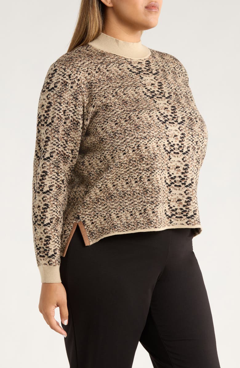 Lysse Declan Mock Neck Jacquard Sweater, Alternate, color, Lux Camel Snake Jacquard