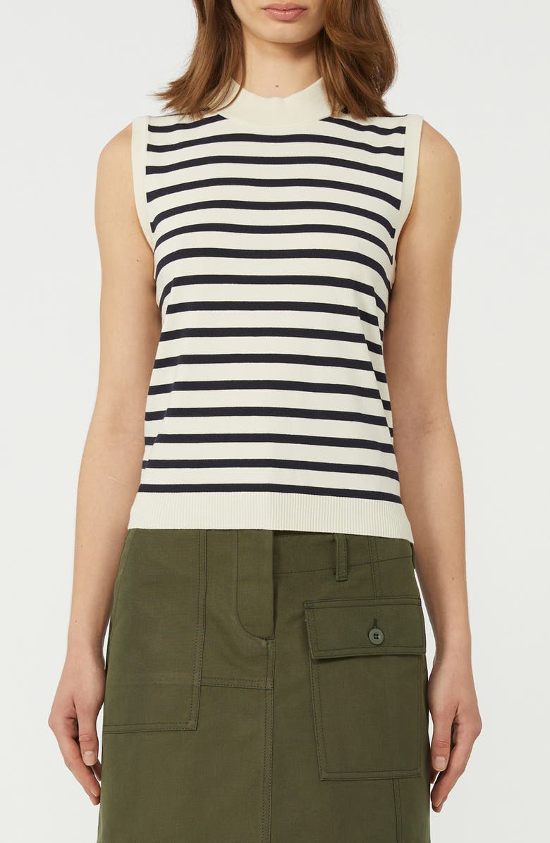 Weekend Max Mara Stallo Stripe Sleeveless Sweater, Main, color, Navy