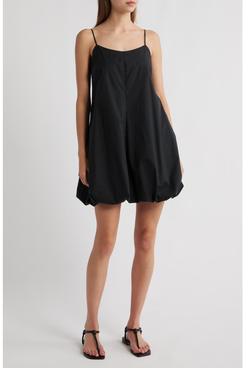 Blanca Bubble Hem Cotton Blend Minidress, Main, color, BLACK