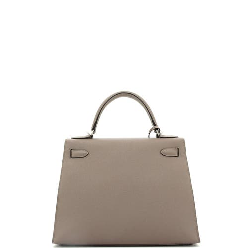 Pre-owned Hermes  Hermes Kelly Handbag Grey Epsom With Palladium Hardware 28 In Gray