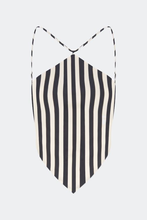 Simonmiller Kit Poplin Tie Top Black/macadamia Micro Stripe In Black/white Stripe