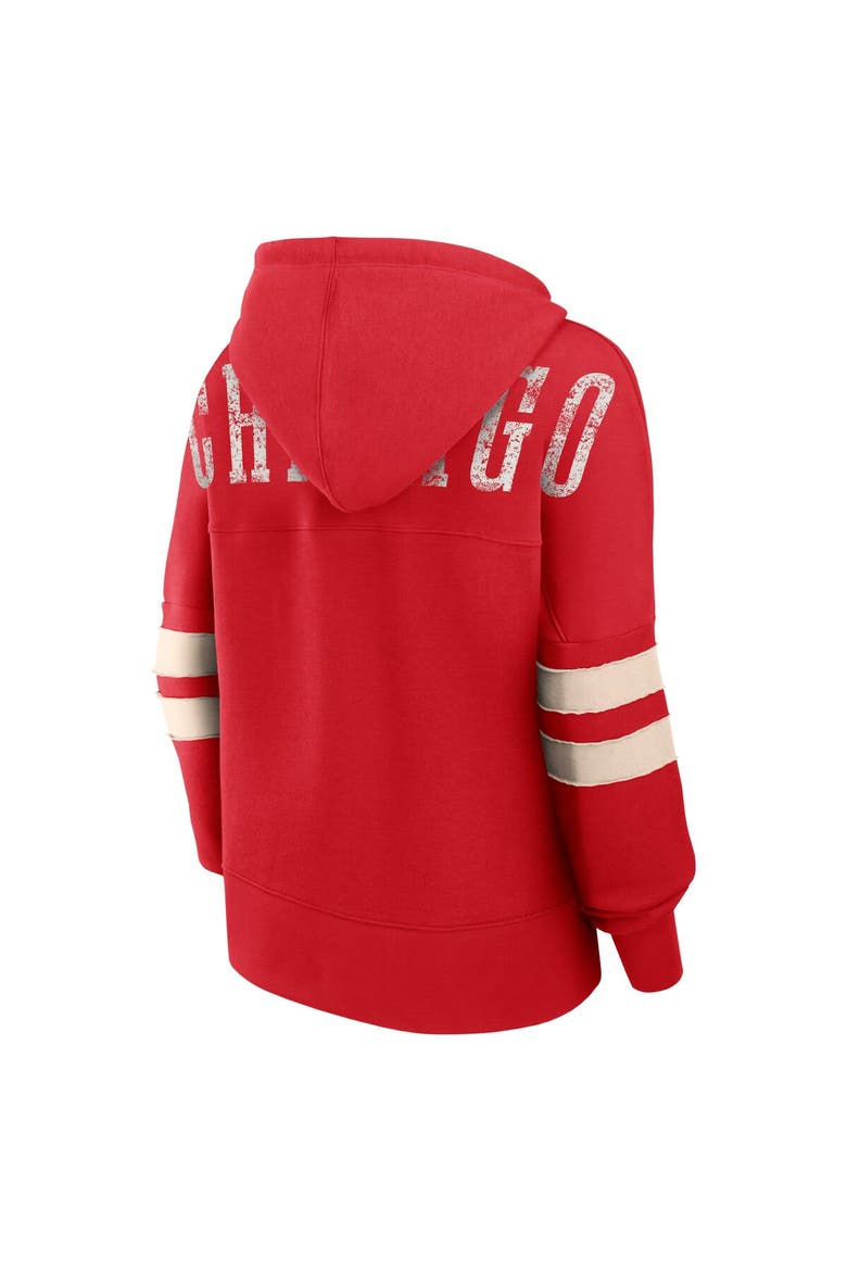 Women's Fanatics Red Chicago Bulls Bold Move Dolman V-Neck High Hip Hoodie, Alternate, color, Red