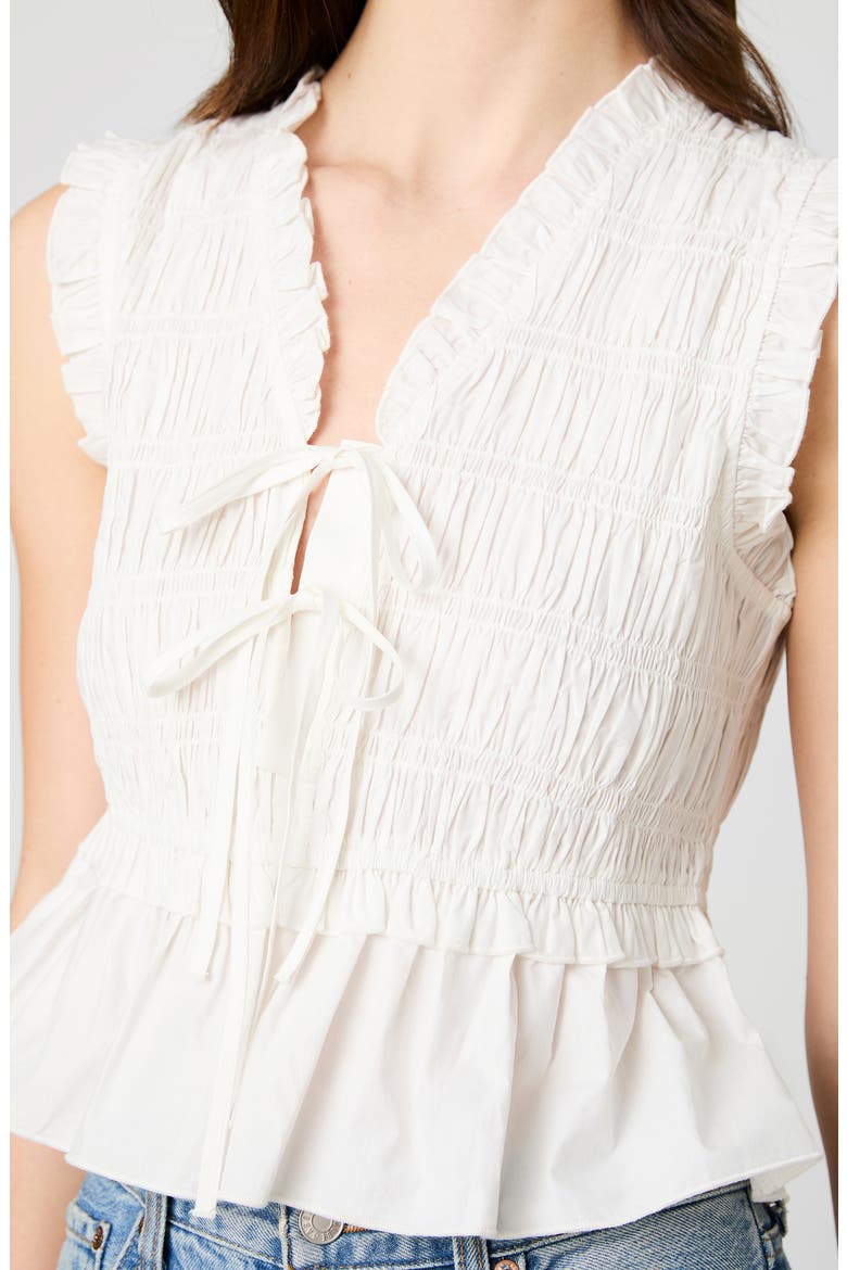 Rhodes Ruffle Smocked Peplum Cotton Poplin Top, Alternate, color, SUMMER WHITE