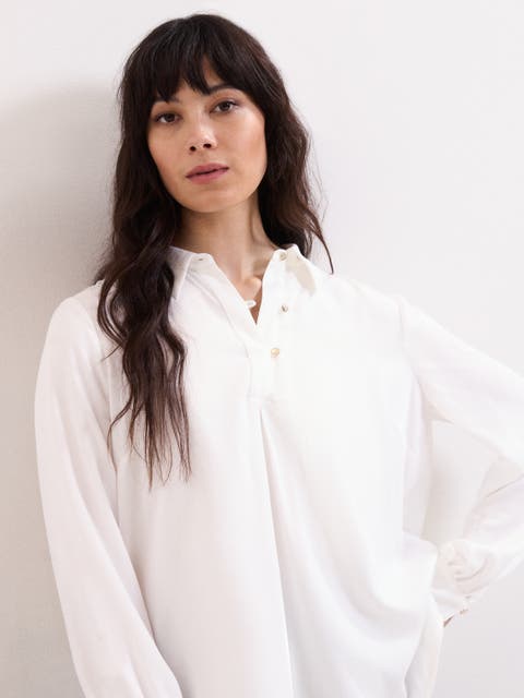 Button Detailed Ashton Ivory Shirt