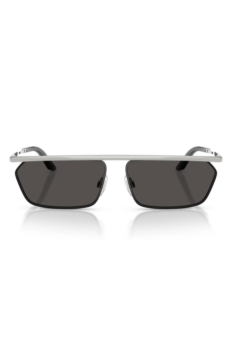 Dolce&Gabbana 60mm Rectangular Sunglasses, Main, color, Silver/ Matte Black / Grey