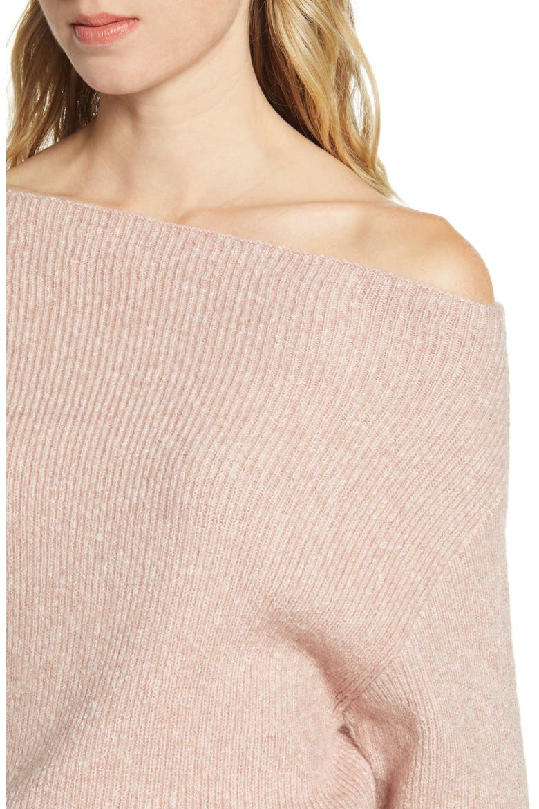 Off the Shoulder Pullover, Alternate, color, PINK ADOBE