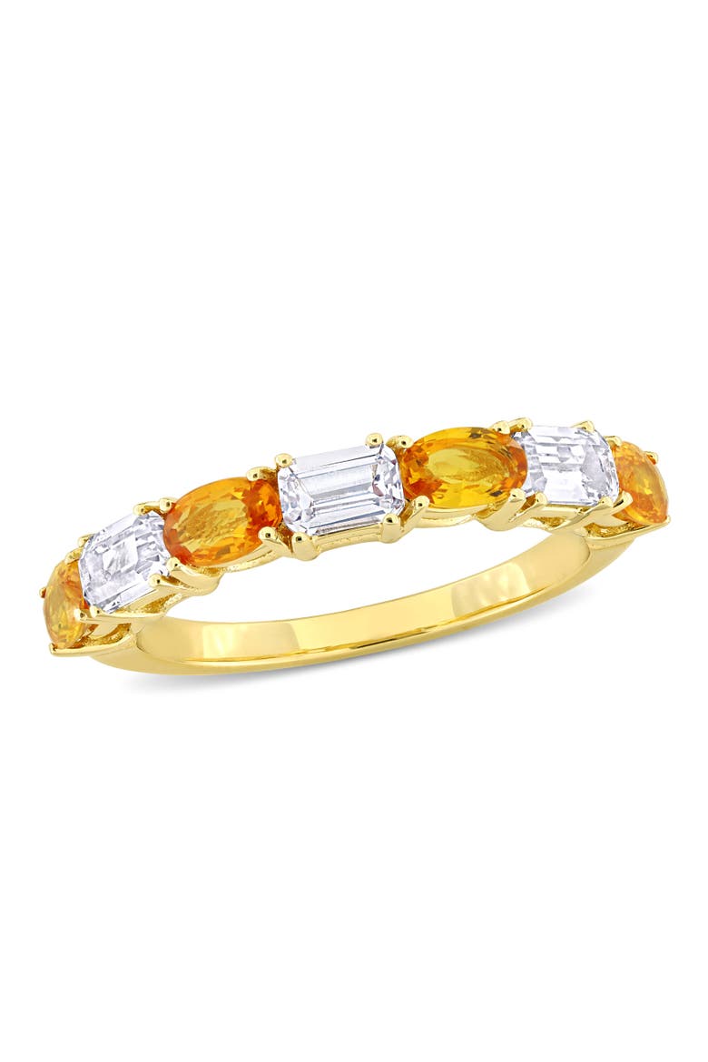 Sapphire & White Sapphire Semi-Eternity Ring 14k, Main, color, Yellow Sapphire/Yellow Gold