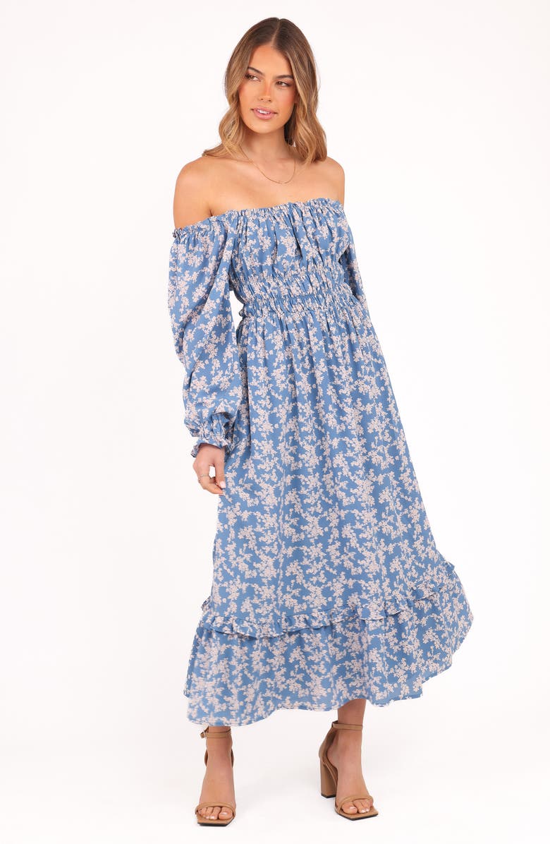 Petal & Pup Aine Floral Long Sleeve Smocked Maxi Dress, Alternate, color, Blue Floral