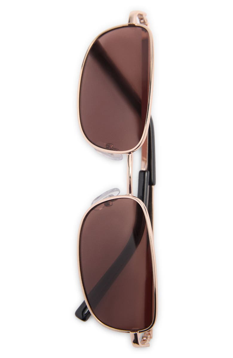 MANGO Metallic Rectangular Sunglasses, Alternate, color, 