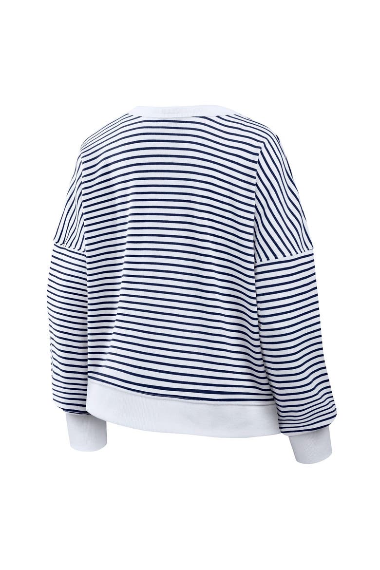 Women's Fanatics White/Navy Dallas Cowboys Striped Oversized French Terry Sweatshirt, Alternate, color, White