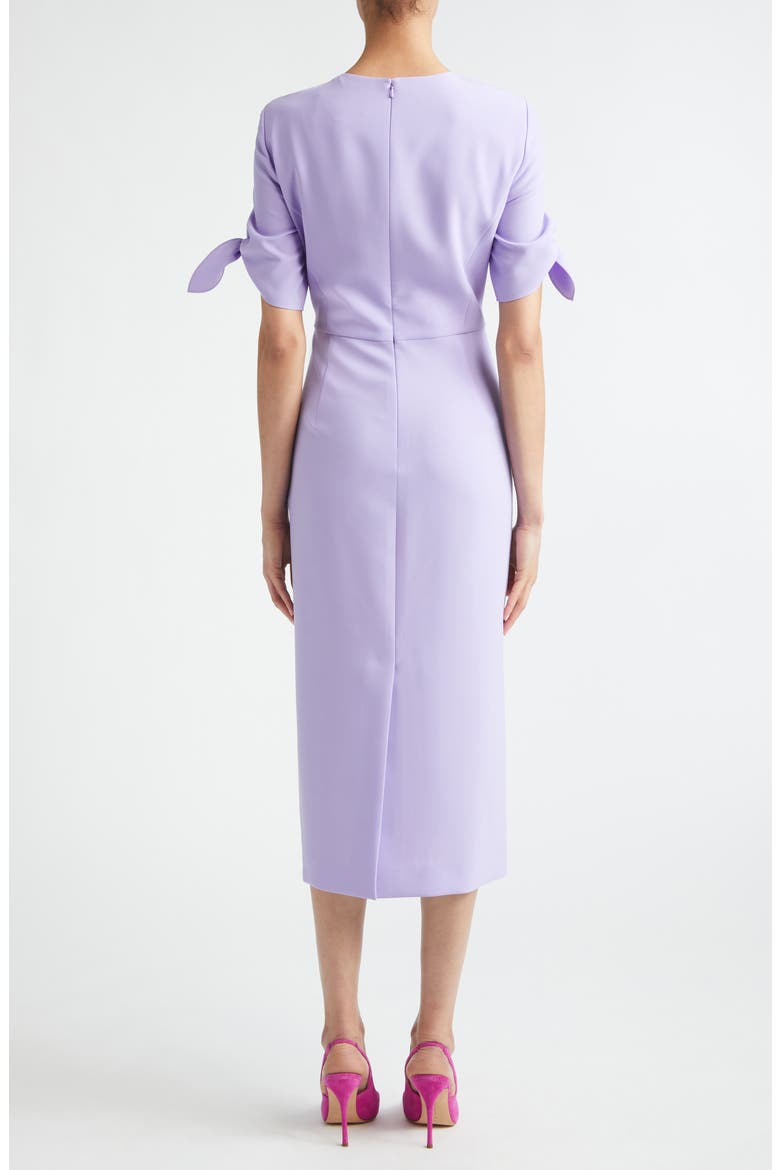 Tie Sleeve Stretch Crepe Midi Sheath Dress, Alternate, color, VIOLETA