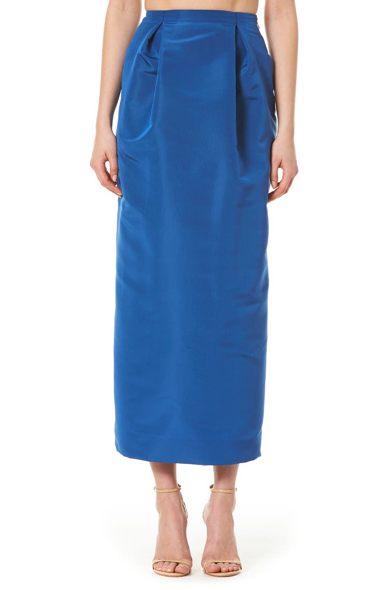 Carolina Herrera Pleated Silk Midi Skirt, Main, color, 