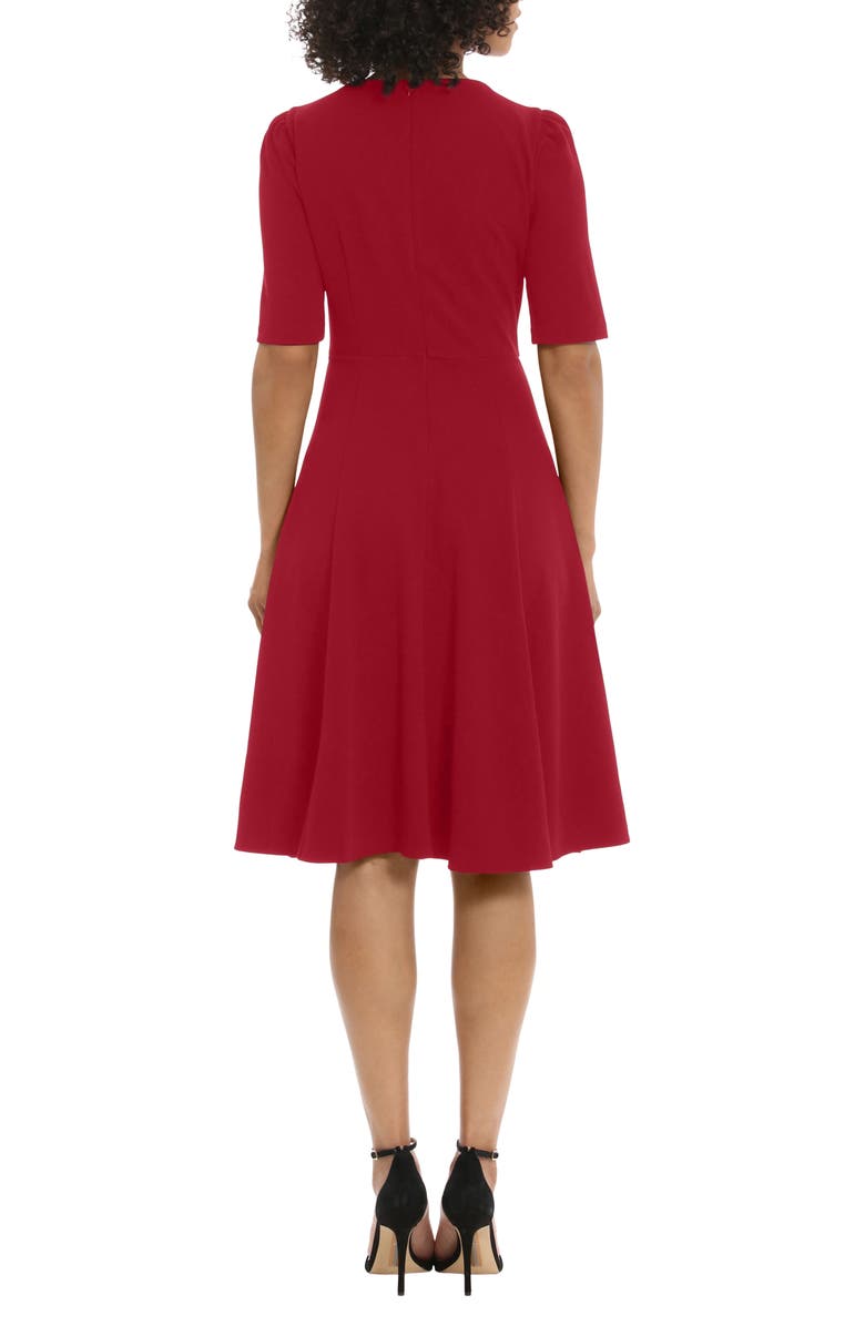 Donna Morgan V-Neck Fit & Flare Dress, Alternate, color, Savvy Red
