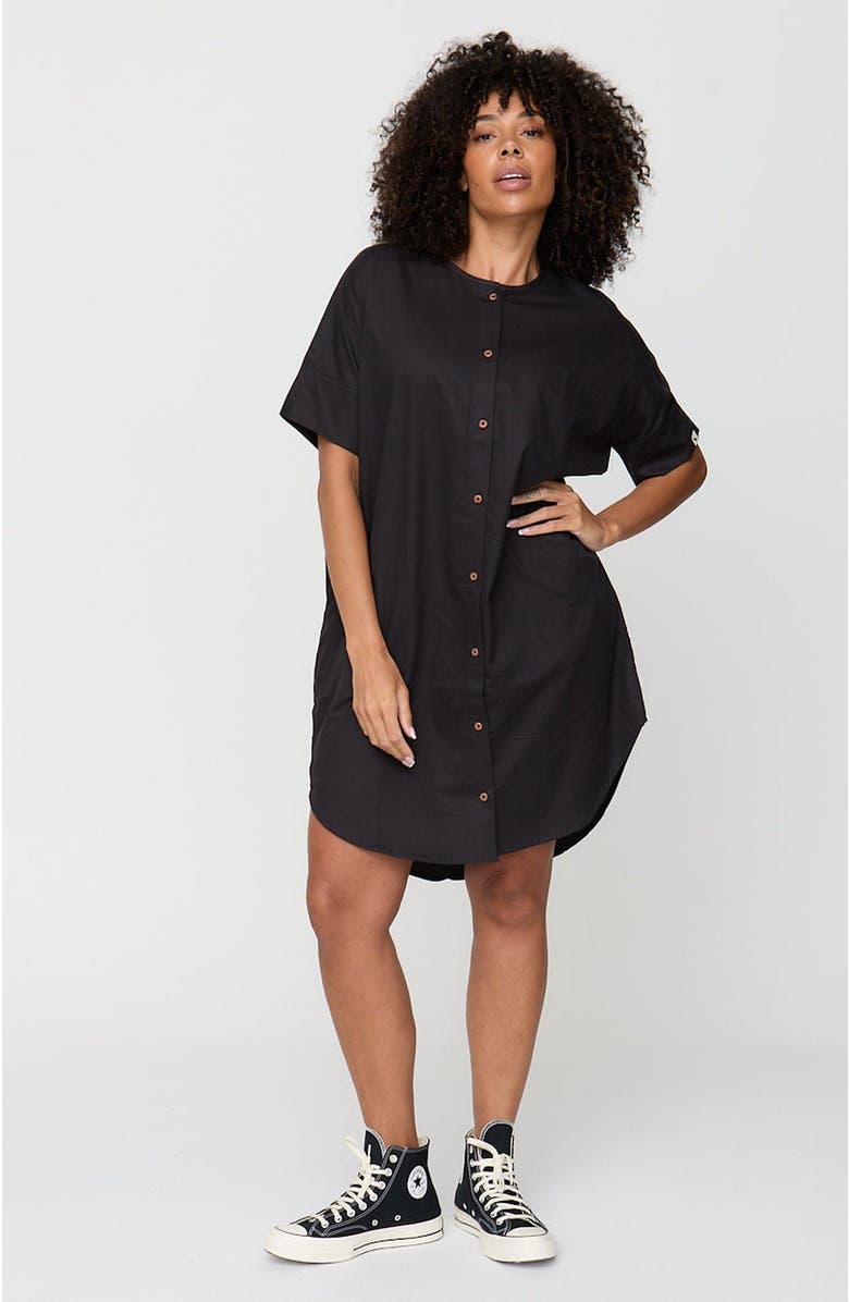 Turtledove London Organic Cotton Nina Midi Dress, Main, color, Black