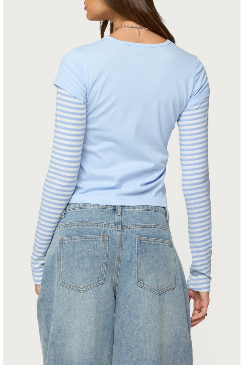 Stripey Layered Crop T-Shirt, Alternate, color, LIGHT-BLUE