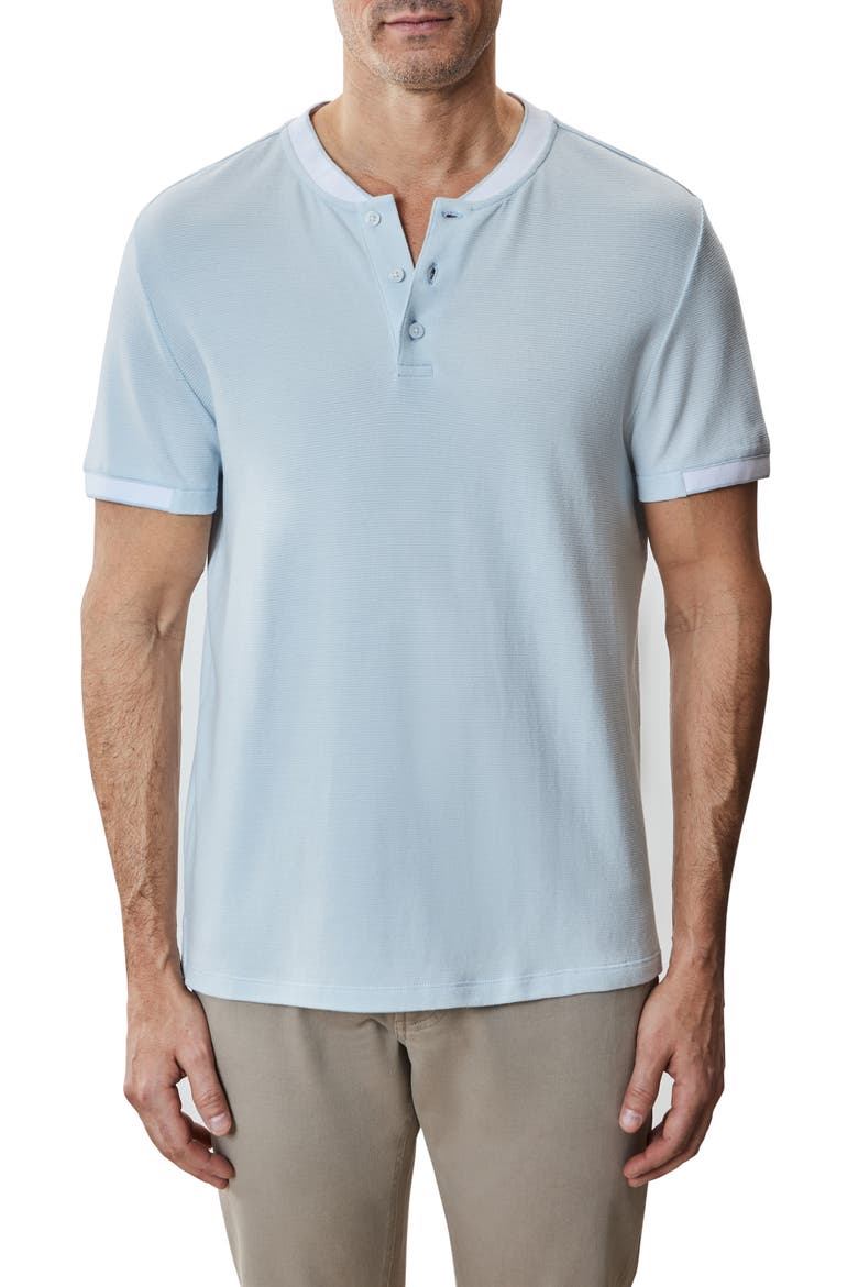 Tessio Baseball Collar Short Sleeve Henley T-Shirt, Main, color, LIGHT BLUE