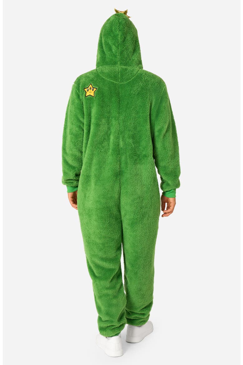 Merry Jinglejoy Hooded Fleece Jumpsuit, Alternate, color, GREEN